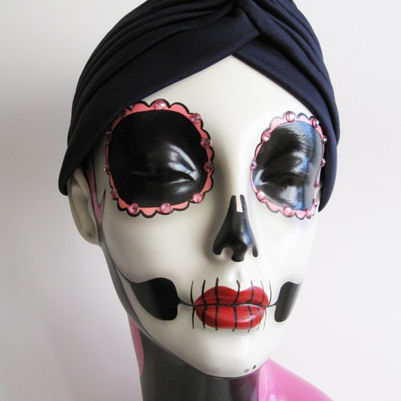 Stunning Navy vintage, retro pinup style turban head wrap - Picture 2 of 3